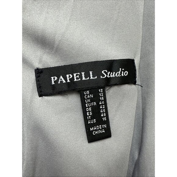 Adrianna Papell Size 12 Stone Gray Sequin Gown Long Sleeve Cocktail, Formal Maxi - Picture 10 of 12